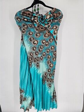 Shoreline Women's Sleeveless Blue Scoop Neck Elastic Halter Dress One Size
